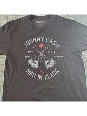 Johnny Cash Men's Size Xlarge Country Rock T-Shirt Dark Grey Guitars